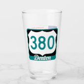 Denton, Texas en US 380, Pint Glass Glas (Voorkant)