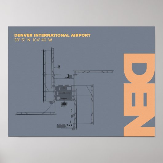 Denver Airport (DEN) Diagram Poster (Voorkant)