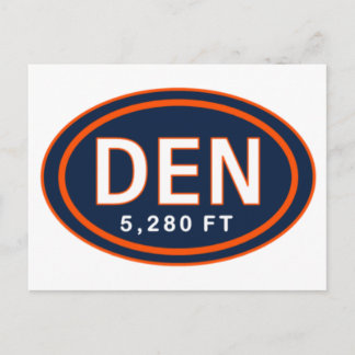 Denver CO 5,280 FT Blauw & Sinaasappel Football Br Briefkaart