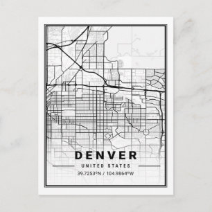 Denver CO Colorado USA Travel City Map Briefkaart