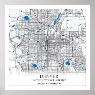 Denver CO Colorado USA Travel City Map Poster
