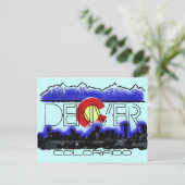 Denver Colorado artistieke skyline vlag briefkaart (Staand voorkant)