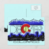 Denver Colorado artistieke skyline vlag briefkaart (Voorkant / Achterkant)