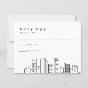 Denver, Colorado bruiloft   Gestileerde Skyline RS RSVP Kaartje