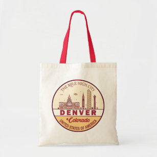 Denver Colorado City Skyline Emblem Tote Bag