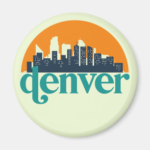 Denver Colorado City Skyline Retro Cityscape Art Magneet