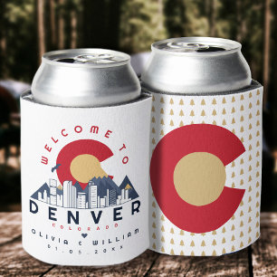 Denver Colorado gestileerde skyline welkom bruilof Blikjeskoeler