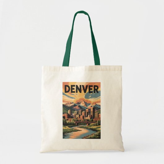 Denver Colorado Illustratie Sunset Travel Art Tote Bag (Voorkant)