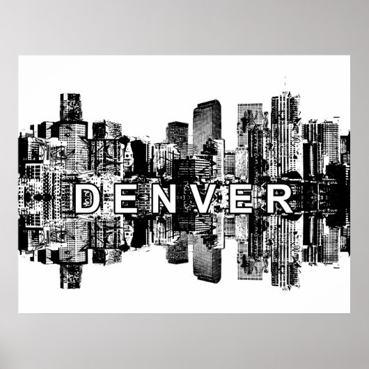 Denver, Colorado in zwart-wit Poster (Voorkant)