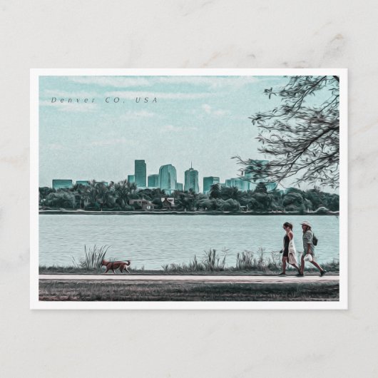 DENVER COLORADO OLIEVERFSCHILDERING BRIEFKAART (Voorkant)