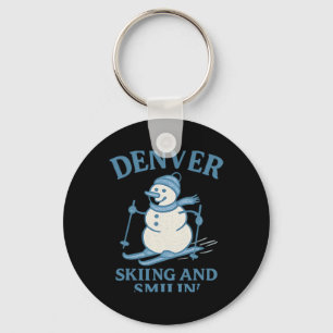 Denver Colorado Skiën en Smilin Snowman Sleutelhanger