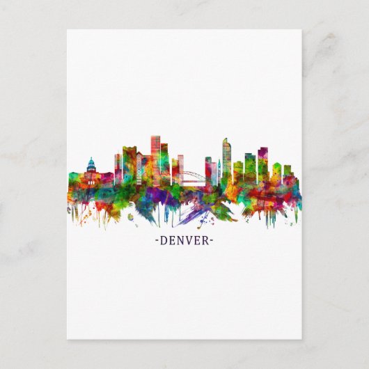 Denver Colorado Skyline Feestdagenkaart (Voorkant)
