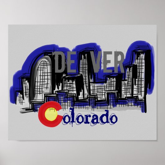 Denver Colorado skyline poster (Voorkant)