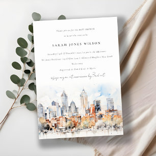 Denver Colorado Skyline Waterverf Baby shower Kaart