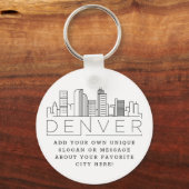 Denver, Colorado Stylized Skyline | Aangepaste slo Sleutelhanger (Voorkant)