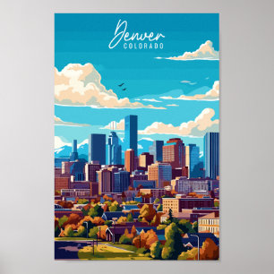 Denver Colorado vintage reisplaats illustratie Poster