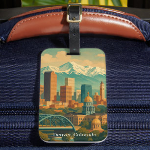 Denver Colorado Vintage Travel Art Print Bagagelabel