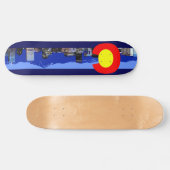 Denver Colorado Vlag berg en Skateboard (Horizontaal)