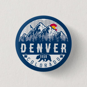 Denver Colorado Vlag Camping Wandelen Souvenirs 80 Ronde Button 3,2 Cm