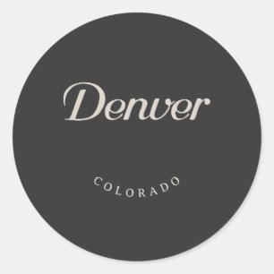 Denver Colorado White Font Ronde Sticker