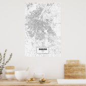 Denver, Colorado (zwart op wit) Poster (Keuken)