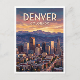 Denver downtown skyline bij schemering Colorado Briefkaart