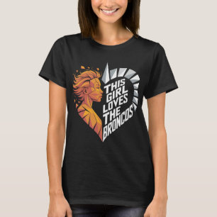 Denver Football Meisje Hart Schattig Paard Liefheb T-shirt