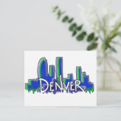 Denver graffiti style skyline briefkaart (Staand voorkant)