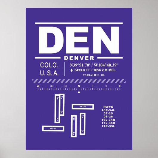 Denver International Airport DEN Poster (Voorkant)