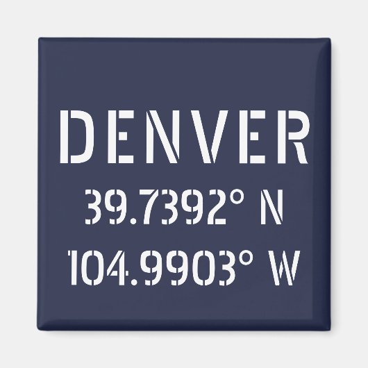 Denver Latitude Longitude Magneet (Voorkant)