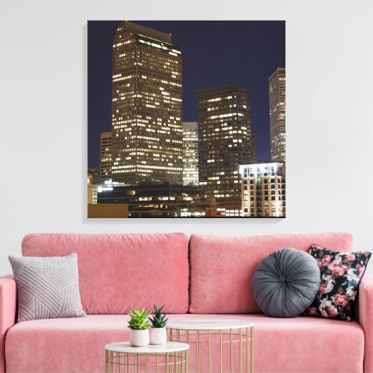 Denver Night Skyline Canvas Afdruk (Insitu (Woonkamer))