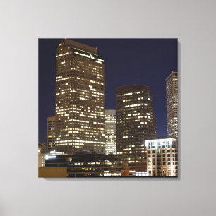 Denver Night Skyline Canvas Afdruk