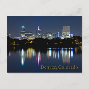 Denver Night Skyline Reflection Briefkaart