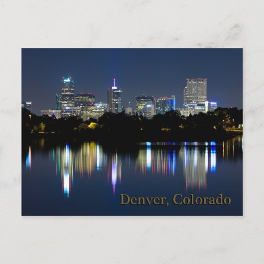 Denver Night Skyline Reflection Briefkaart (Voorkant)