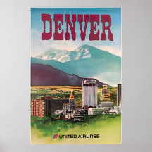 Denver Print Colorado Art United Airlines Travel P
