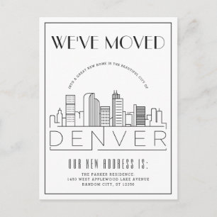 Denver Silhouet Moderne Deco   Adres Gewijzigd Aankondigingskaart