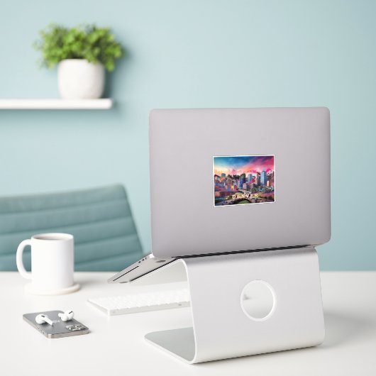 Denver Skyline Abstracte kunst Sticker (Laptop op bureau)