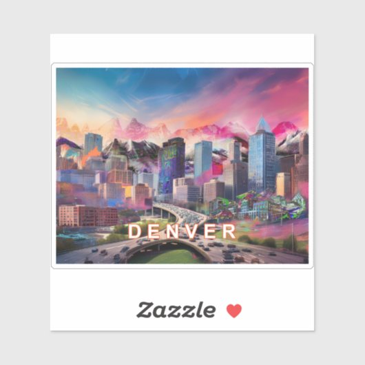 Denver Skyline Abstracte kunst Sticker (Vel)