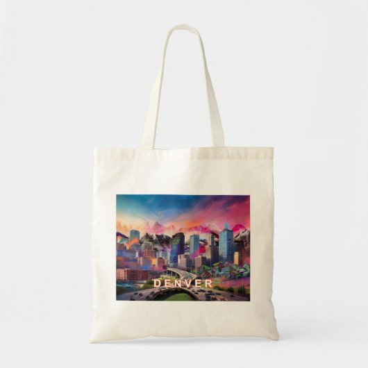 Denver Skyline Abstracte kunst Tote Bag (Voorkant)
