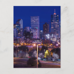 Denver Skyline at Night - Colorado Briefkaart