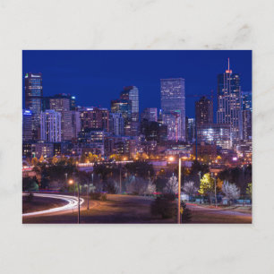 Denver Skyline At Night - Colorado Briefkaart