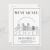 Denver Skyline Moderne Deco | Adres Gewijzigd Aankondigingskaart (Voorkant / Achterkant)
