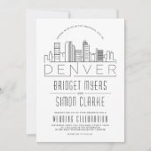 Denver Wedding | Gestileerde Skyline Uitnodigen +  Kaart (Voorkant)