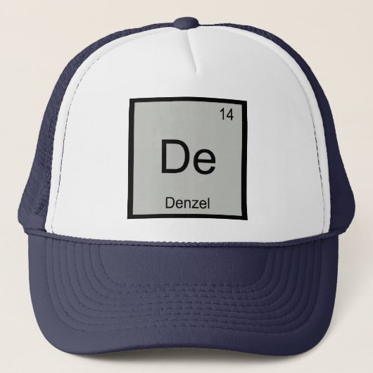 Denzel Naam Chemie Element Periodiek Systeem Trucker Pet (Voorkant)