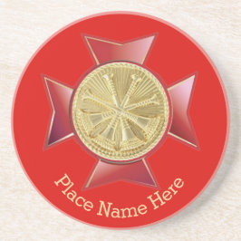 Departement brandbestrijding Adjunct-chef Gold Med Zandsteen Onderzetter