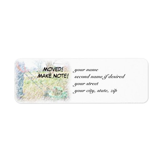 Déplacé ! Note ! Étiquette de l'adresse de retour  (Devant)