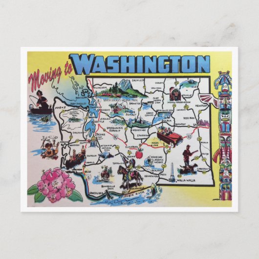 Déplacement dans l'État de Washington Carte vintag (Devant)
