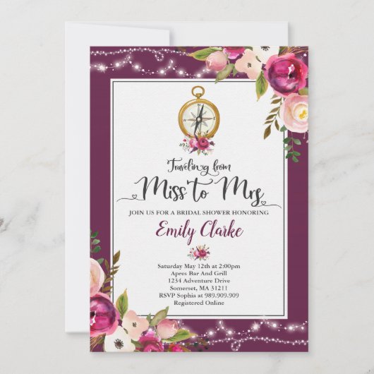 Déplacement de Mlle To Mme invitation de Fête de (Devant)