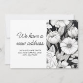 Déplacement des fleurs noires blanches Faire-part (Devant)