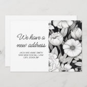 Déplacement des fleurs noires blanches Faire-part (Devant / Derrière)